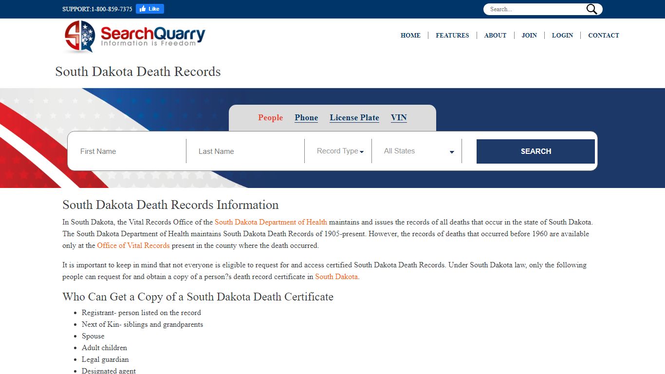 Free South Dakota Death Records | Enter a Name to View ...