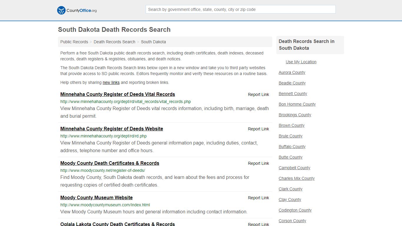 Death Records Search - South Dakota (Death Certificates ...