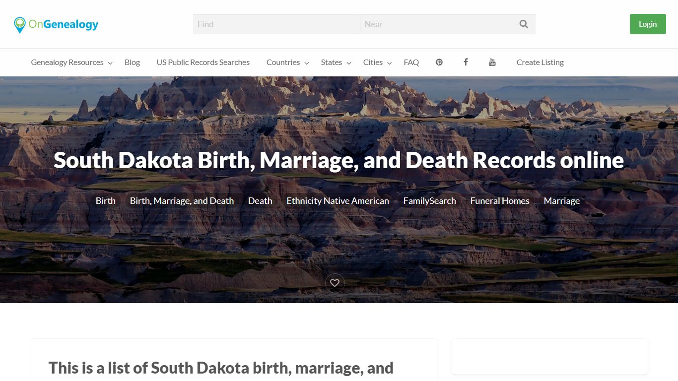 South Dakota Birth, Marriage, and Death Records online ...